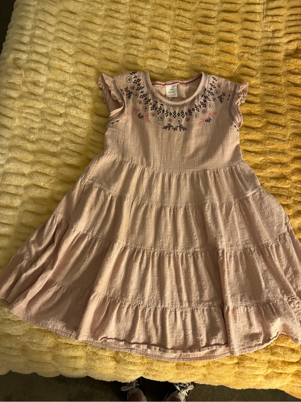 Knox Rose Blush Pink Embroidered Tiered Dress